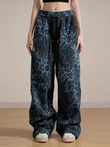 Women's Leopard Print Drawstring Waist Pants, Casual Pocket Trousers for Fall & Winter, Women's Trousers for Daily Wear