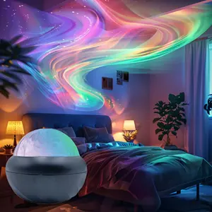 USB Powered Aurora Starry Sky Projector Light, Led Nebula Projector, RGB LED Light with Remote Control, Adjustable Novelty Lighting for Bedroom, Game Room and Party, Night Projector