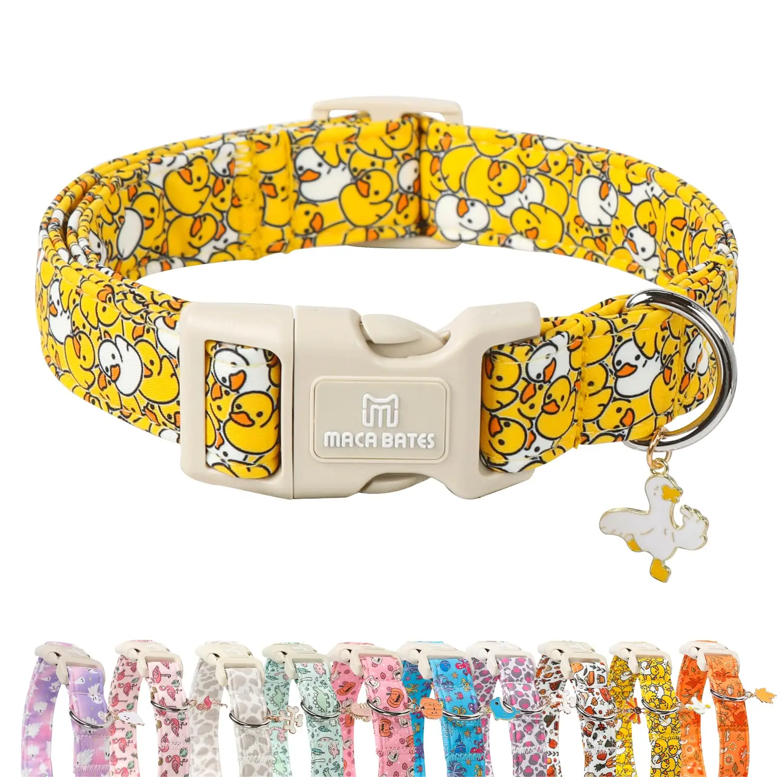 Maca Bates Cute print Dog Collar - Adjustable and Comfortable for All Sizes