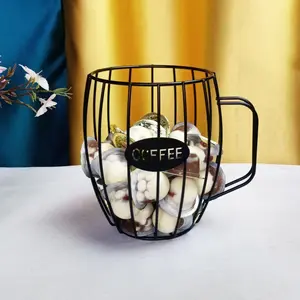 Iron Art Coffee Capsule Storage Basket, Cartoon Beer Cup Shape, Decorative Organizer Tray, Unique Home Accessory