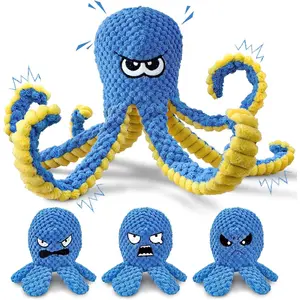 Interactive Dog Toys, 4 Pcs Hide and Seek Squeaky Dog toys To Keep Them Busy, Crinkle Plush Dog Puzzle Toys, Durable Stuffed Octopus Puppy Toys, Funny Dog Toys for Small Meidum Large Dogs