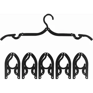 6PCS Portable Folding Clothes Hangers Clothes Drying Rack for Travel (Black)