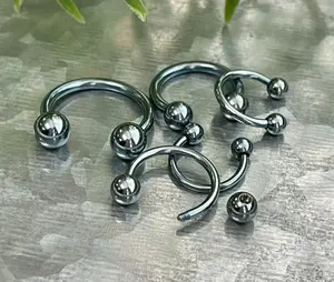 1 Piece Stunning Light Blue Titanium Anodized Circular Barbell Horseshoe Ring - 18g thru 14g with Assorted Internal Diameter and Ball Size!!