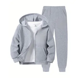 [Kids Basketball] 2pcs Kids Set, Basketball Print Hoodie & Sweatpants | Casual Long Sleeve Zip-Up Top with Geometric Pattern, Knit Polyester, Regular Fit, Slight Stretch | for Boys & Girls, Teen, Children - Fall/Winter Daily Wear, for Outdoor
