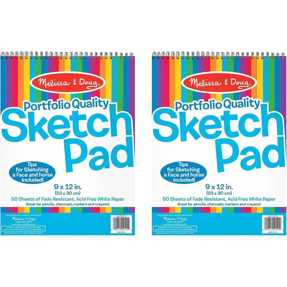 Drawing Paper, Sketch Pad, 2-Pack Bundle for Coloring, Writing or Painting (9 x 12 inches) - 50 Sheets Each, Kids Drawing Pad & Art Supplies for Kids Ages 3+ - FSC Certified