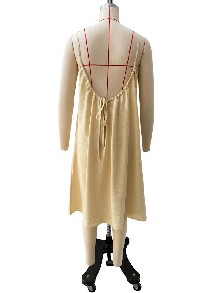 Women's Solid Color Cami Lounge Dress, Elegant Sleeveless Knee-Length Dress for Summer, Ladies Sleepwear for Indoor Wear Oversized Loose-fit Nightgown