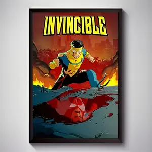 2D Flat, 1pc of Frameless Artwork Featuring an Invincible Superhero Action Canvas Print Poster, Wall Art Decoration Suitable for Living Rooms, Bedrooms, Offices, And Dining Rooms, Reusable Art Piece, Perfect for Gifts And Decor