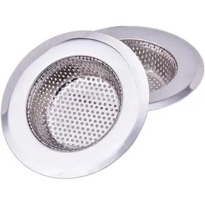 4.5 Inch Diameter Rim Heavy Duty Stainless Steel Kitchen Sink Basket Strainer, Large (Pack of 2)