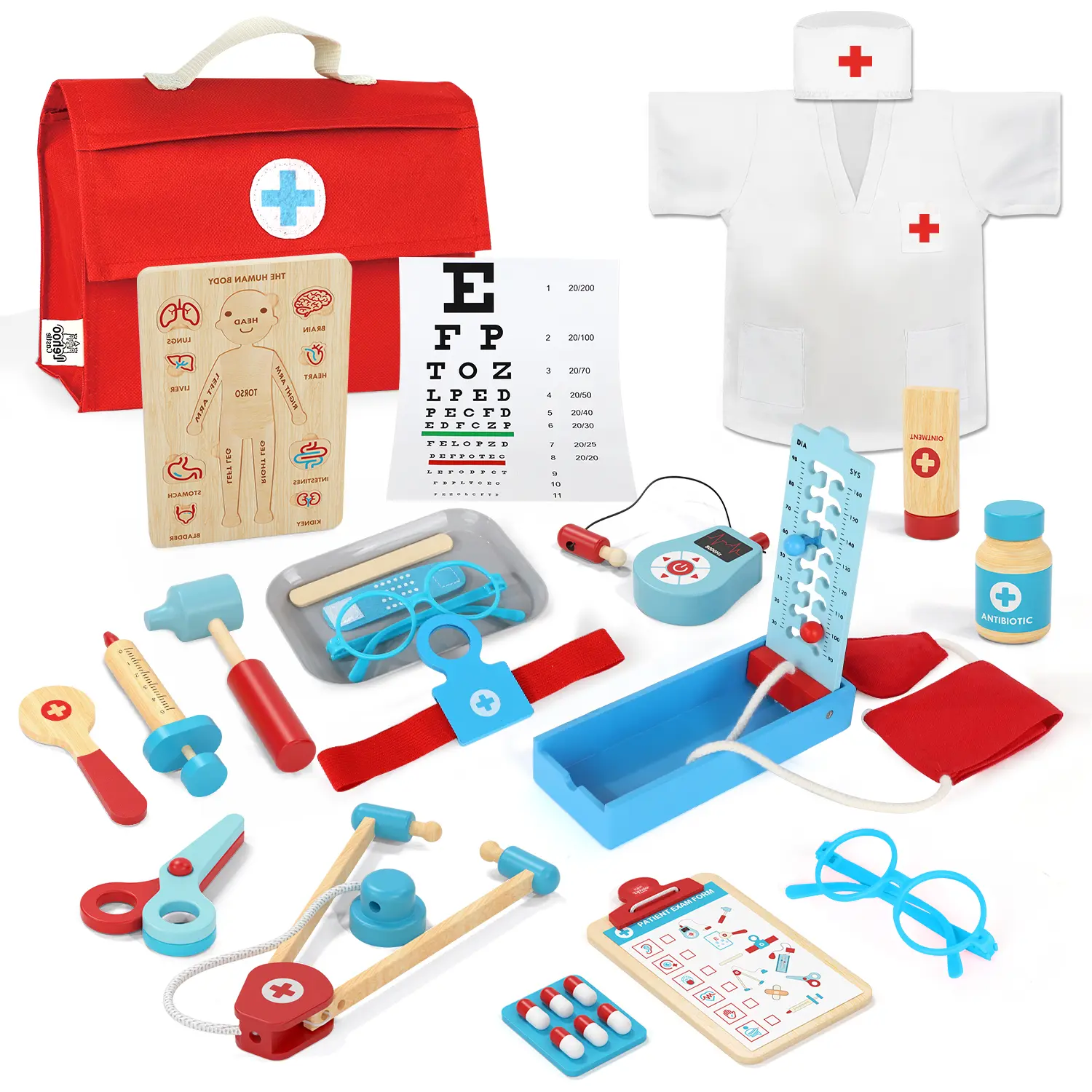 23Pcs Kids Doctor Kit, Multi Activity Pretend Play Set, Classic Role Playing Toy Gift for Kids, Multi Activity Playset