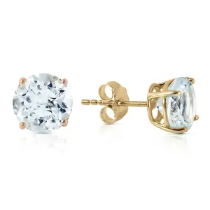 Galaxy Gold GG 14k Yellow Gold Stud Earrings with Natural Aquamarines