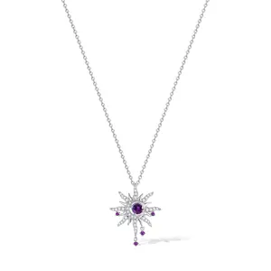 FANCIME "Soluna Nexus" Female Daily Amethyst February Birthstone Sterling Silver Necklace