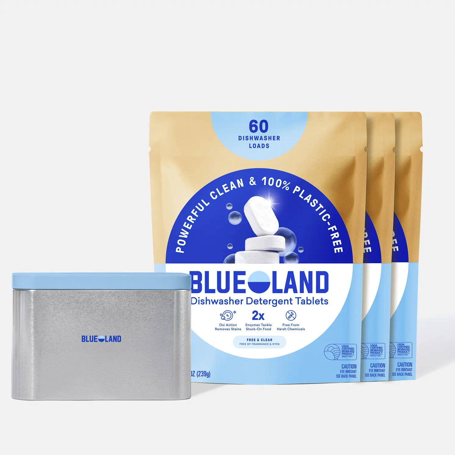 Blueland Dishwasher Tablets, 1 Year Supply, Plastic-Free Mineral & Plant-Based Eco-Friendly Dish Soap Tablets with Reusable Storage Tin