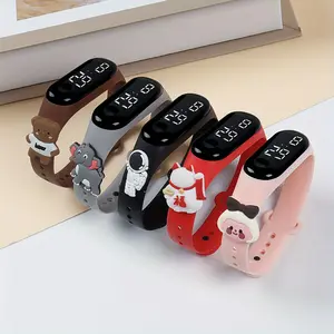 5pcs Children's Electronic Watch LED Screen Cartoon Doll Student Bracelet Wristwatch White