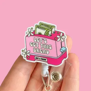 Glitter My Badge funny get that bread badge reel for nurse and hospital workers. Badge clip Badge pull - Retractable swivel clip with a 360 rotation. Great gift for coworker.