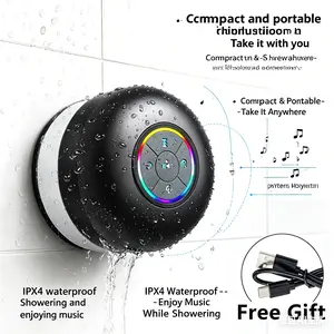 IPX6 Strong Waterproof Speaker: stunning LED light show + hands-free calling. USB rechargeable, fit for shower/pool/camping!
