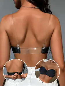 Women's Sheer Halter Neck Backless Bralette, Removable Straps, Buckle, Multi-Wear Style, Invisible Design, Single Piece Underwear