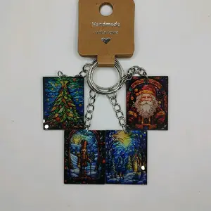 Acrylic Stain Glass Keychains Set of 4 for Home Organization