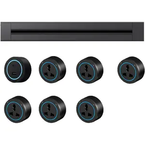 8000w Track Socket with 2500w Adapter, Wall-Mounted Power Slide Rail Wiring Board, 40cm-120cm Switch Socket Strip, Anti-Electric Shock Track Socket,Black-80cm