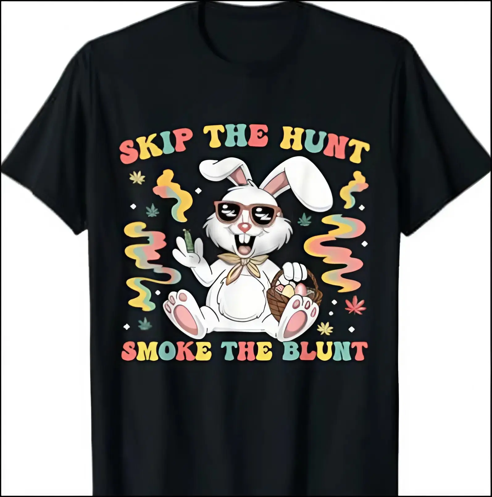 Happy 420 Easter Skip The Hunt Smoke The Blunt T-Shirt, Bunny Smoking Shirt, Trend Graphic Tee, Streetwear Womenswear Top, Gift For Men And Women