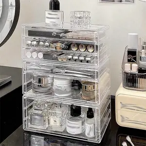 Transparent Plastic Lipstick Storage Box, Modern Simple Style, Bedroom Living Room Study Makeup Table Organizer, Dustproof Moisture-Proof Cosmetic Box, Cosmetics Organizer Storage