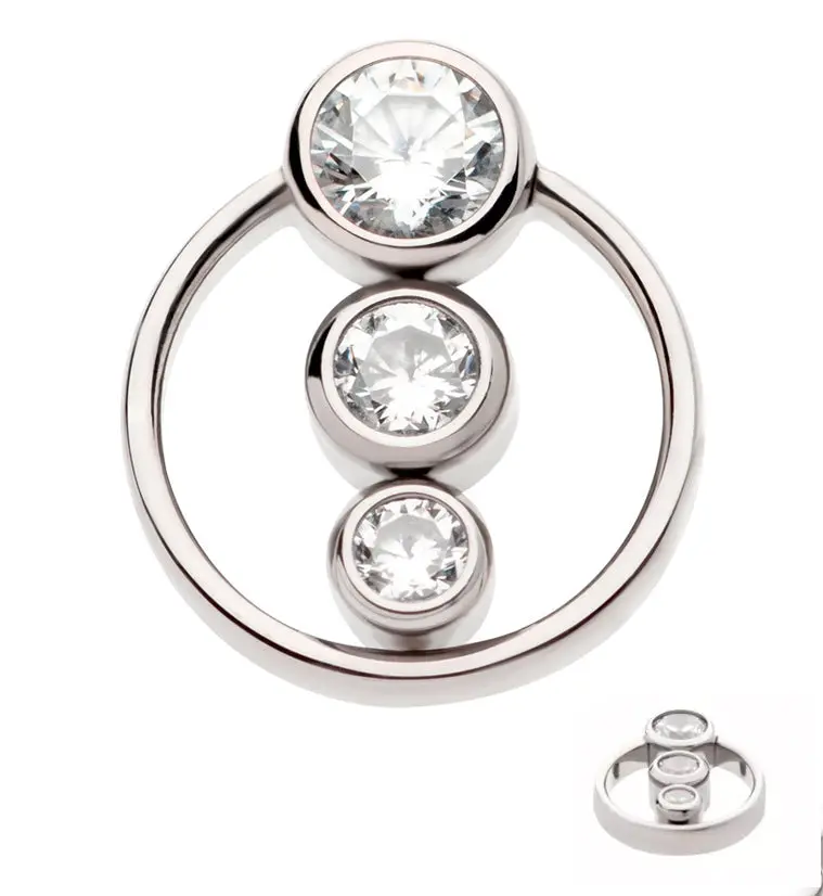 Orbit Descend Clear CZ Internally Threaded Titanium Top
