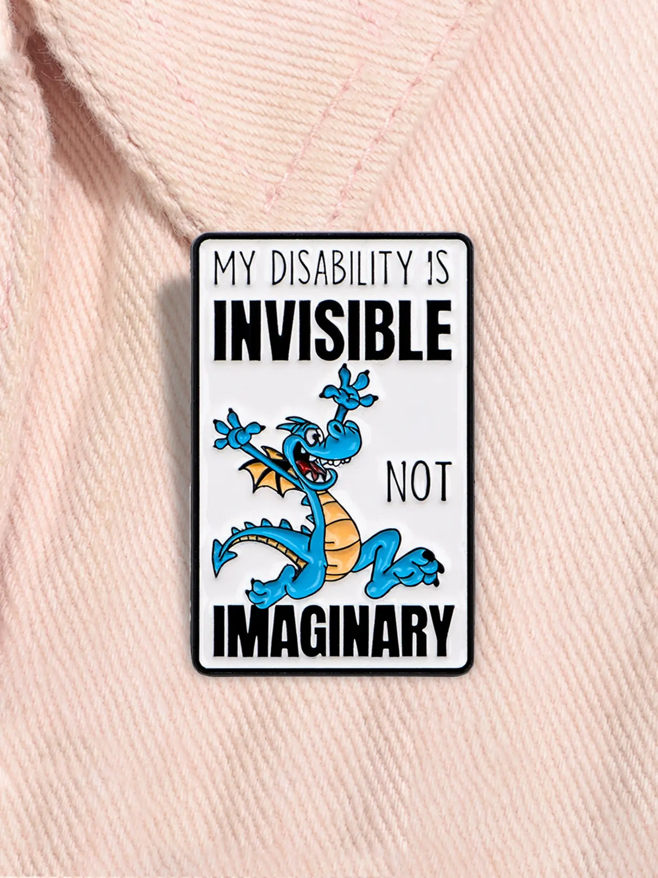 My Disability Is Invisible Not Imaginary Enamel Pin Cartoon Blue Dinosaur Metal Brooch Clip Lapel Backpack Badge Fashion Jewelry Accessories Enamel Lapel Pins Alloy Brooch Pin