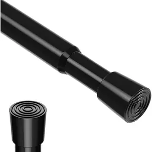 18-41 Inches No Drilling Adjustable Black Spring Loaded Expandable Small Short Tension Curtain Rod for Windows Kitchen Doorway