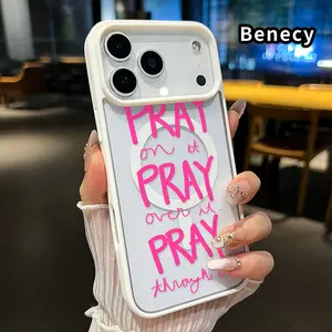 Just Pray Pattern Magnetic Phone Case for iPhone 17 Pro Max 17 Air Non-Yellowing Clear Crystal Drop-proof Slim Silicone Shockproof Transparent Acrylic Cover Supports Wireless Charging