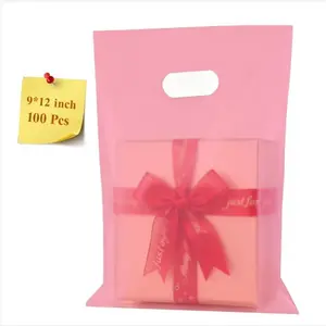 100 count Plastic Bags With Handles 9"x12", Clear  Bags Shopping Merchandise bags for Small Business Retail Stores Gifts ()
