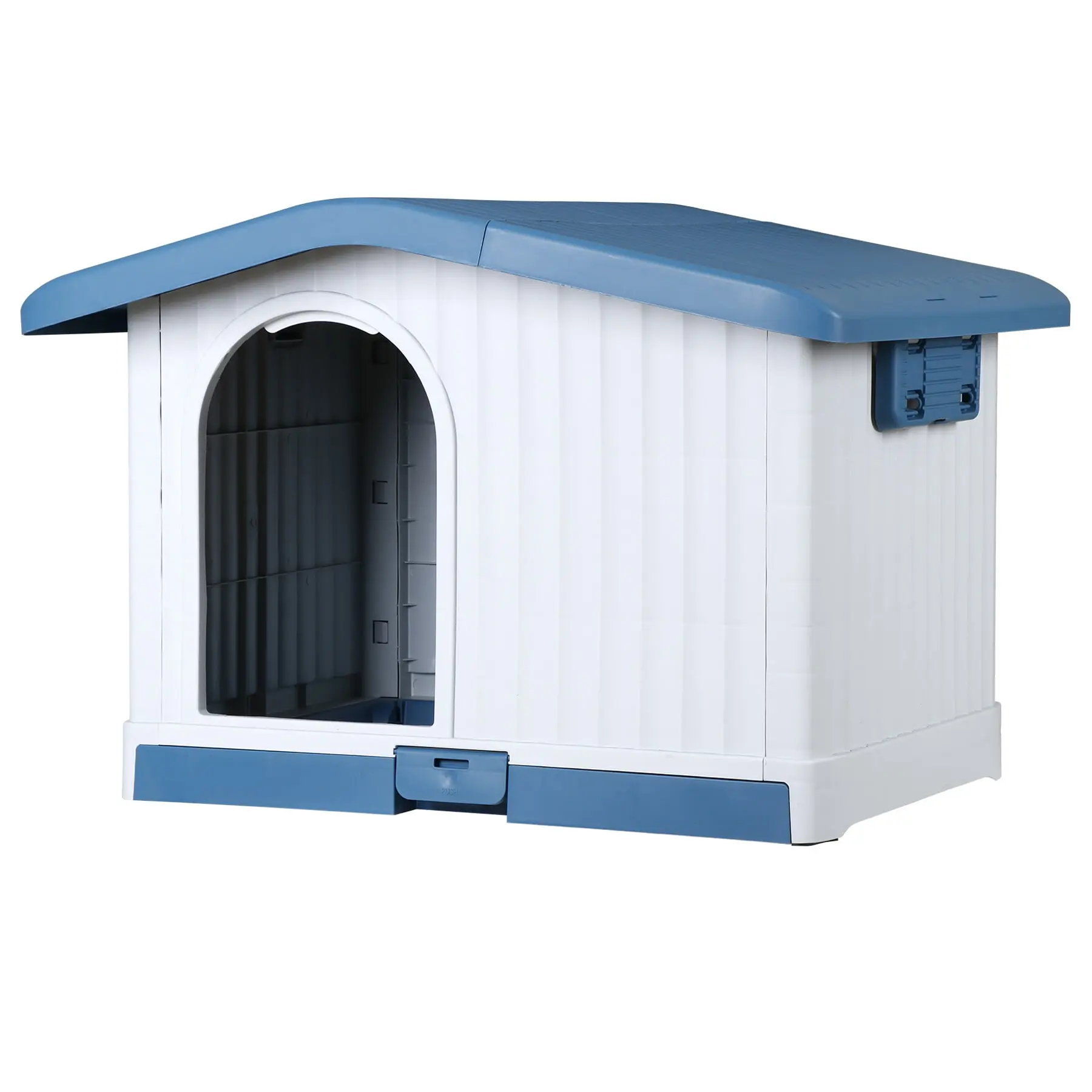 Large Enclosed Plastic Outdoor Dog House with Enclosure - Kennel, Lift-Off Roof, Detachable Base, Bar Window Design for Outdoor Canines, Outdoor Kennel