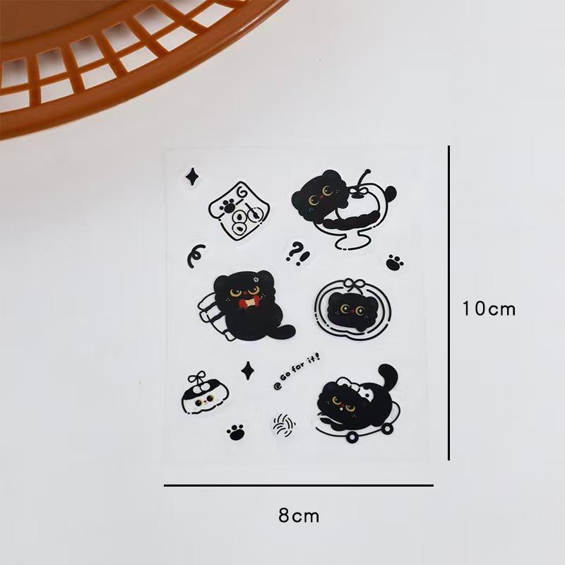 4 Sheets / Over 50 Stickers Little Black Cat Journal Stickers Waterproof PET 10cm x 8cm DIY Decorative for Water Cups Phone Cases Hello Cute Gifts for Girls Teens Great for BFFs, Lovers & Kids' Valentine Exchanges scrapbook supplies
