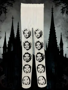 Vintage Gothic Pantyhose Y2K Style Aesthetic Sexy Punk Leggings Harajuku Pattern Socks Fashion Punk Print Women's Thin Stockings
