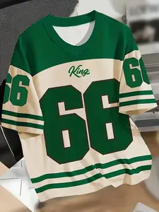 Men's 3D Digital Print Casual T-Shirt, Round Neck, Regular Fit, Suitable for Sports and Daily Wear