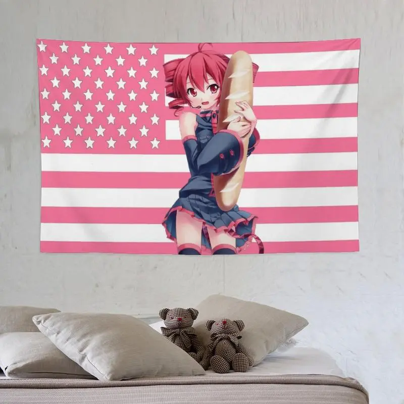 Anime Hatsune Miku Kasane Teto Flag Funny Banner Tapestry Flag Suitable for Wall Decoration College Dormitory Indoor Outdoor  Peach White
