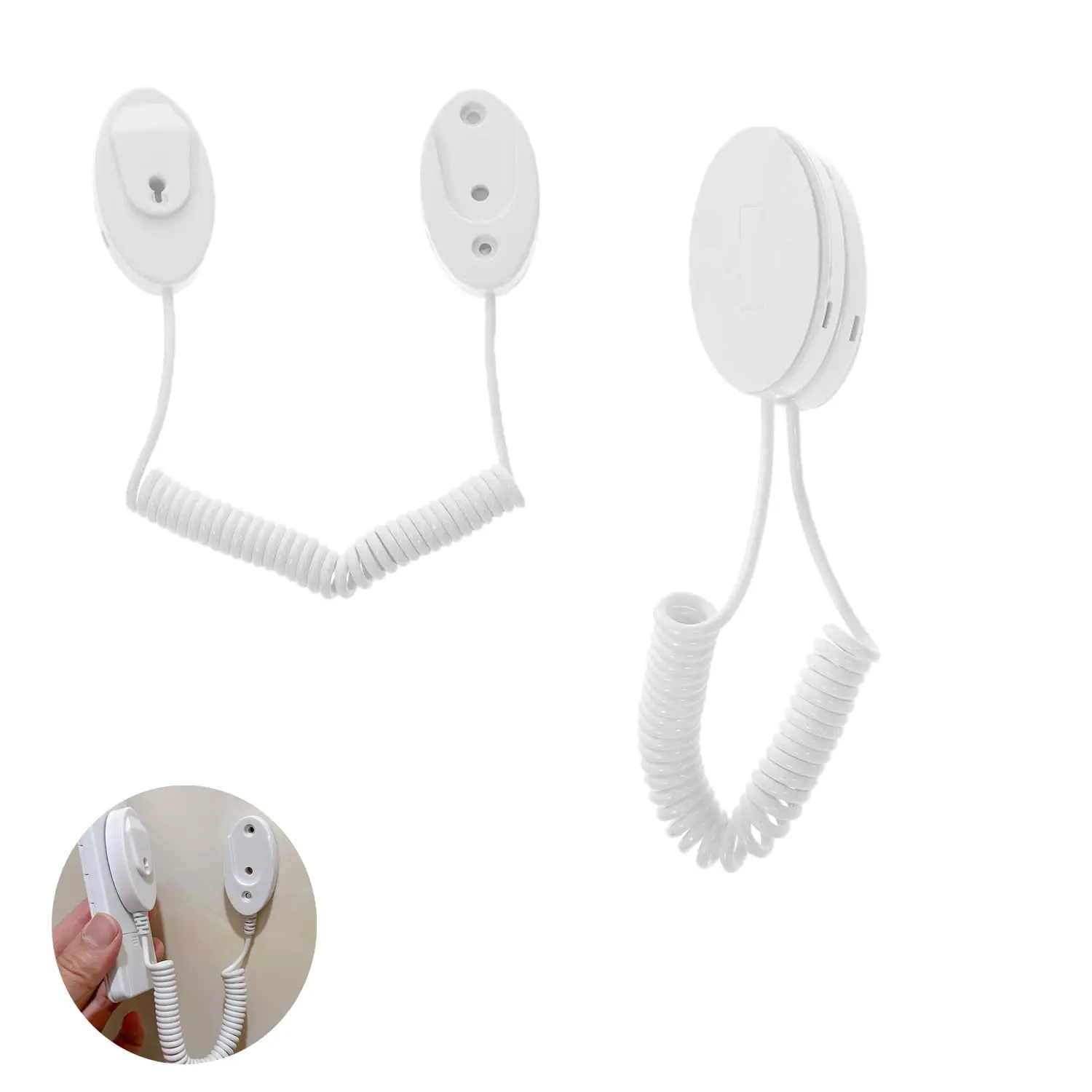 2 Pack Remote Control Tether Cord Safety Lock with Retaining Curly String Spring Leash Wall Mounted Sticker Holder for TV Box Air Conditioning DVD Player Remotes Game Controller Anti-Loss