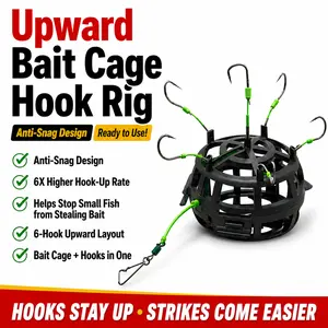 Anti-Snag Bait Cage Fishing Rig, Pre-Tied Carp Feeder Rig with Upward Hook Design, Bottom Fishing Tackle, Easy Cast Fish Catching Rig for Carp Catfish Bass, Freshwater Fishing Lure, Feeder Cage Rig, Fishing Accessories,Surf Fishing, Saltwater Fishing