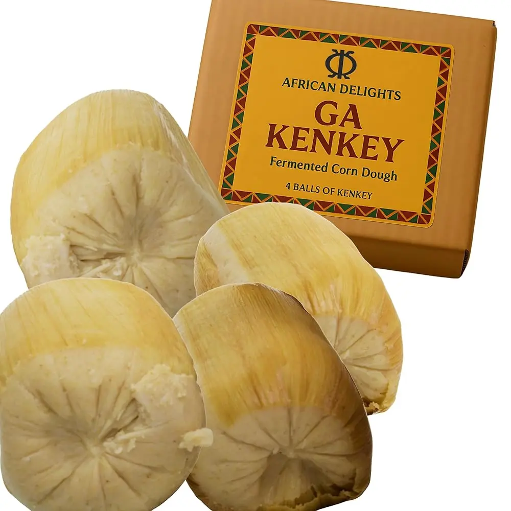 African Delights Authentic Wala Kenkey - Ghanaian Fermented Cornmeal, Four Balls | Ga Kenkey & Fante Kenkey