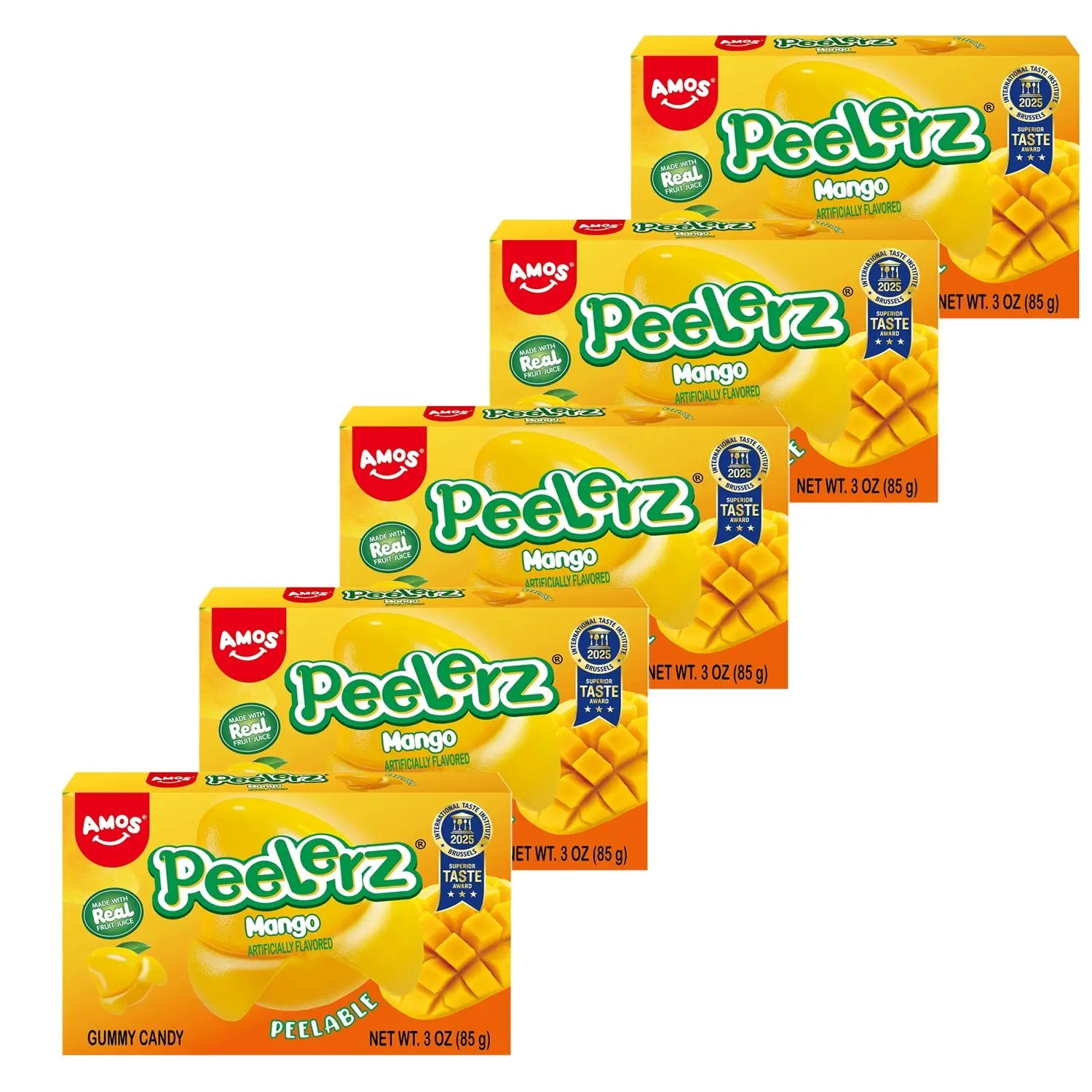 AMOS Peelerz Mango Gummies Peelable Gummy Candy with Real Mango Juice, 3 oz - 5 Pack AMOS Peelerz Mango Gummies Peelable Gummy Candy with Real Mango Juice, 3 oz - 5 Pack