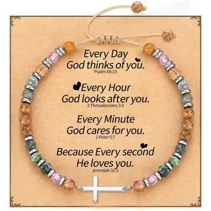 Mothers Day Gifts, Christian Gifts for Women Girls,  Bracelets for Women  Stone Bead Bracelet Communion Confirmation Baptism Gifts Catholic Easter Christmas