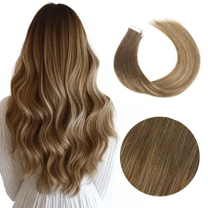 Vlasy 12 Inch Mini Tape In Hair Extensions Straight Human Hair Seamless Invisible 16Pcs Real Human Hair Extension Tape-In