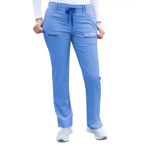 Pro Heather Slim Fit 6 Pocket Scrubs Pant by Adar XXS-3XL (Regular) / Heather French Blue