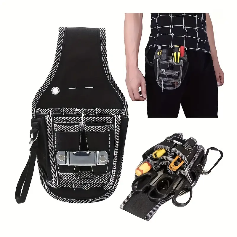 Multipurpose canvas tool waist bag-adjustable, durable outdoor gear pouch with convenient storage, ideal for camping and carpentry