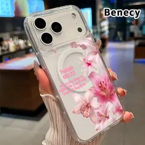 Magnetic Phone Case for iPhone 17 16  Pro Max Plus 15 14 13 12 11 Air E Grace Among Petals  Printed Clear Acrylic All Coverage Cover Support Wireless Charging