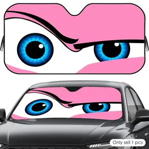 Cute Cartoon Eye Windshield Sun Shade | Reflective UV Block Heat Insulation Cover | Helps Keep Interior Cool and Reduce Sun Damage to Dashboard | Foldable Easy Storage Design | Universal Fit for Car SUV Truck