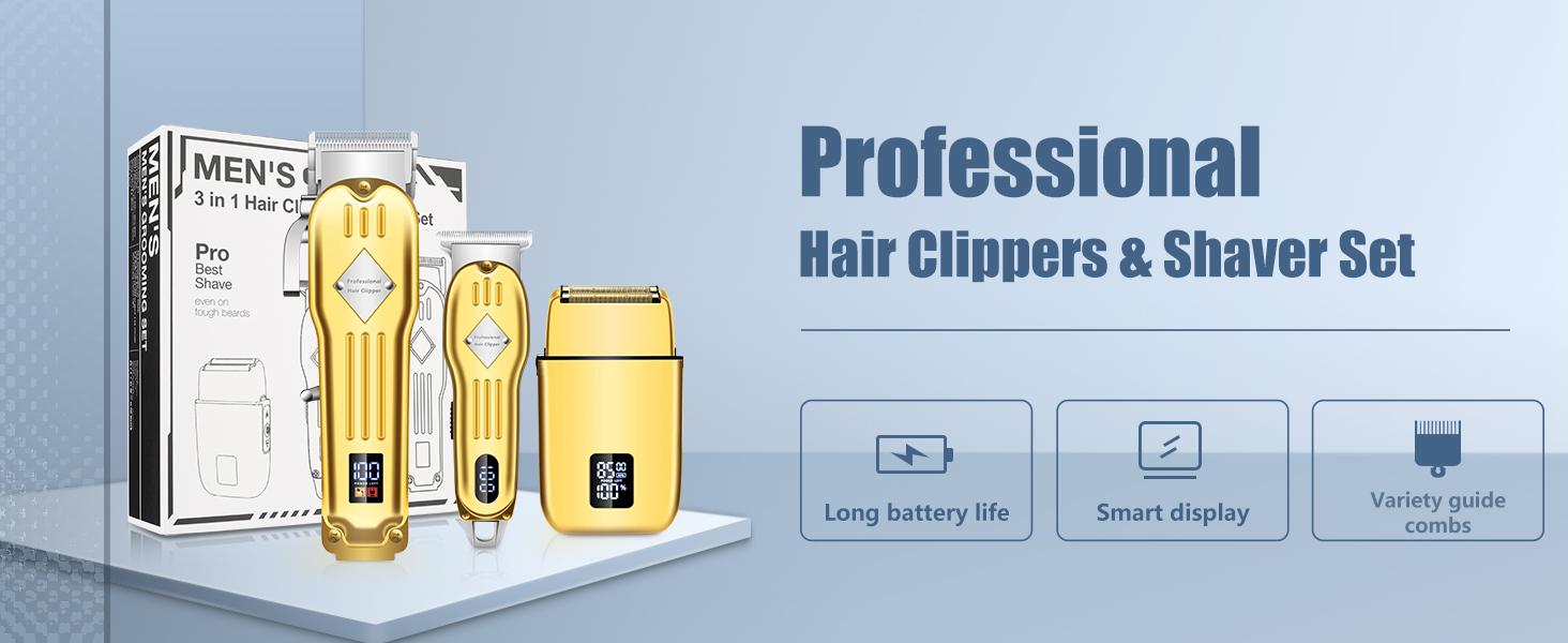 Professional Hair Clippers and Trimmer Set for Men, Beard Trimmer & Foil Shaver Kit, Cordless Mens Clippers and Grooming Kit for Hair Cutting, Beard Styling, Home, Barber