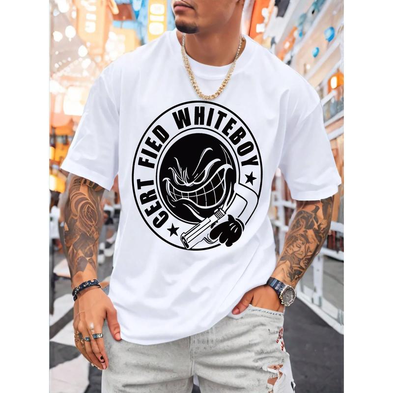 Men'S T-Shirt, CERT FIED WHITEBOY T-Shirt, Urban Casual Short Sleeved Round Neck T-Shirt, Suitable for Summer, Spring, And Autumn, Men'S Summer Clothing T-Shirt, Gift Top, Holiday T-Shirt, Moderate Thickness, Unisex T-Shirt