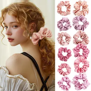 16pcs Elastic Satin Hair Scrunchies for Women, Solid Color Soft Hair Ties Non-Damaging, Versatile Casual Ponytail Holders for Daily Use, Cute Hair Accessories Christmas Gift for Her
