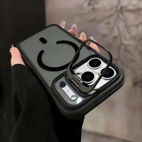 Acrylic Magnetic Stand Durable Cellphone Case, with Anti-Slip Edges, Foldable Shockproof Anti-Scratch Matte Ultra Slim Cover for iPhone 18 Pro Max/18 Pro/17/17 Pro Max/17 Air/16 Plus/16-11 Pro Max & Samsung Galaxy S25/S24/S23, Supports Wireless Charging