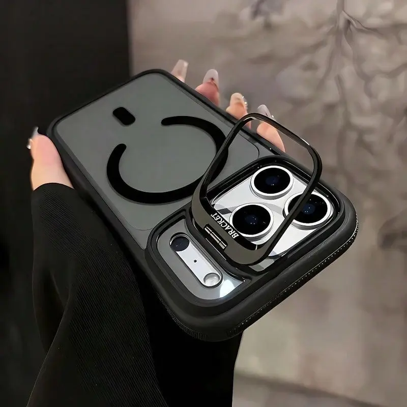 Acrylic Magnetic Stand Durable Cellphone Case, with Anti-Slip Edges, Foldable Shockproof Anti-Scratch Matte Ultra Slim Cover for iPhone 18 Pro Max/18 Pro/17/17 Pro Max/17 Air/16 Plus/16-11 Pro Max & Samsung Galaxy S25/S24/S23, Supports Wireless Charging
