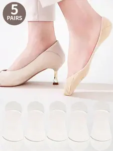 5 pairs of women's short socks, shallow-mouth boat socks, high-heeled invisible socks, fashionable, Fit, versatile and Minimalist, suitable for daily business and date high-heeled wear